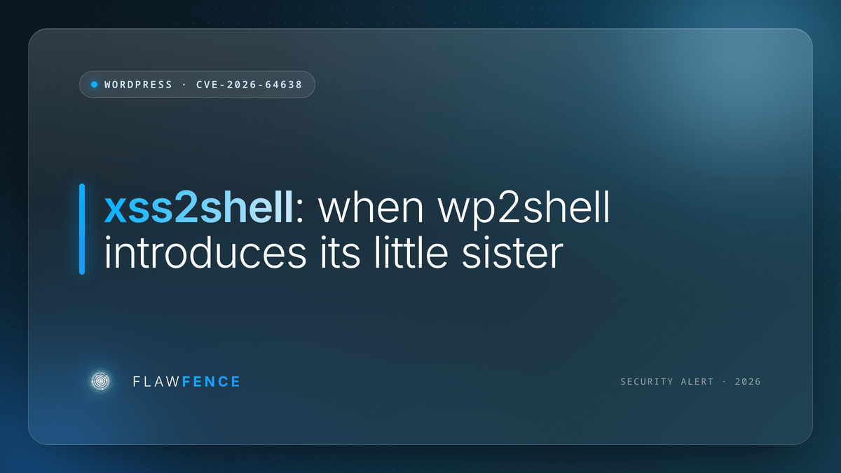 xss2shell (CVE-2026-64638): wp2shell’s little sister, now exposing your WordPress